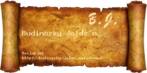 Budinszky Jolán névjegykártya